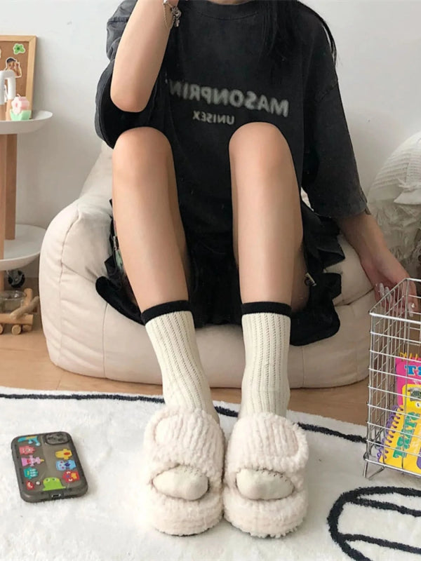 Cozy Fuzzy Open Toe Slippers - ShalayeFashion