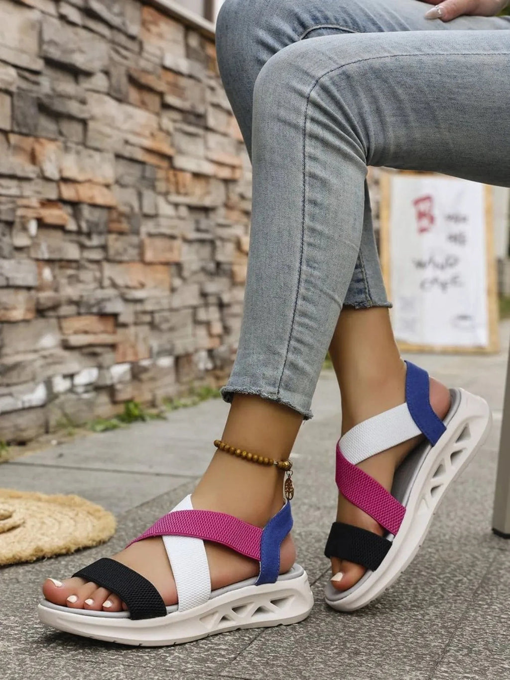Crisscross Open Toe Platform Sandals - ShalayeFashion