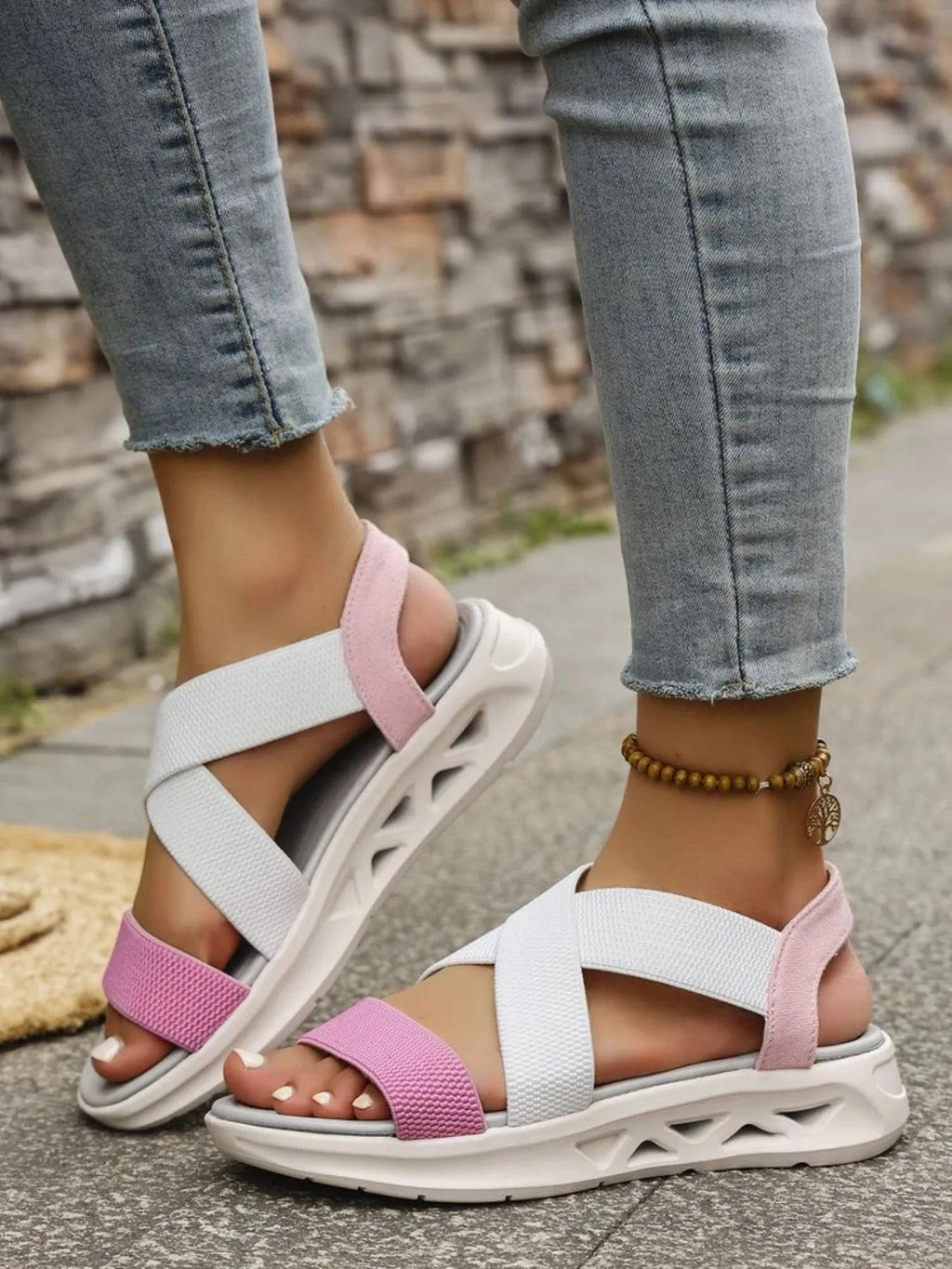 Crisscross Open Toe Platform Sandals - ShalayeFashion