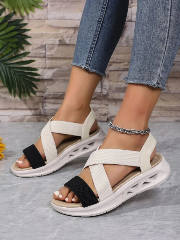 Crisscross Open Toe Platform Sandals - ShalayeFashion