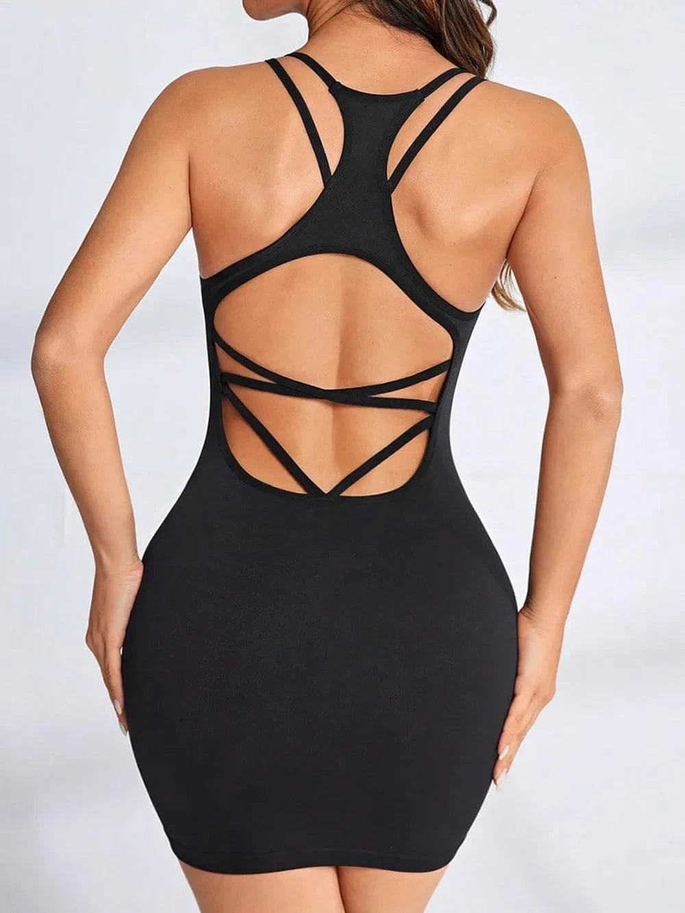 Crisscross Scoop Neck Active Dress - ShalayeFashion
