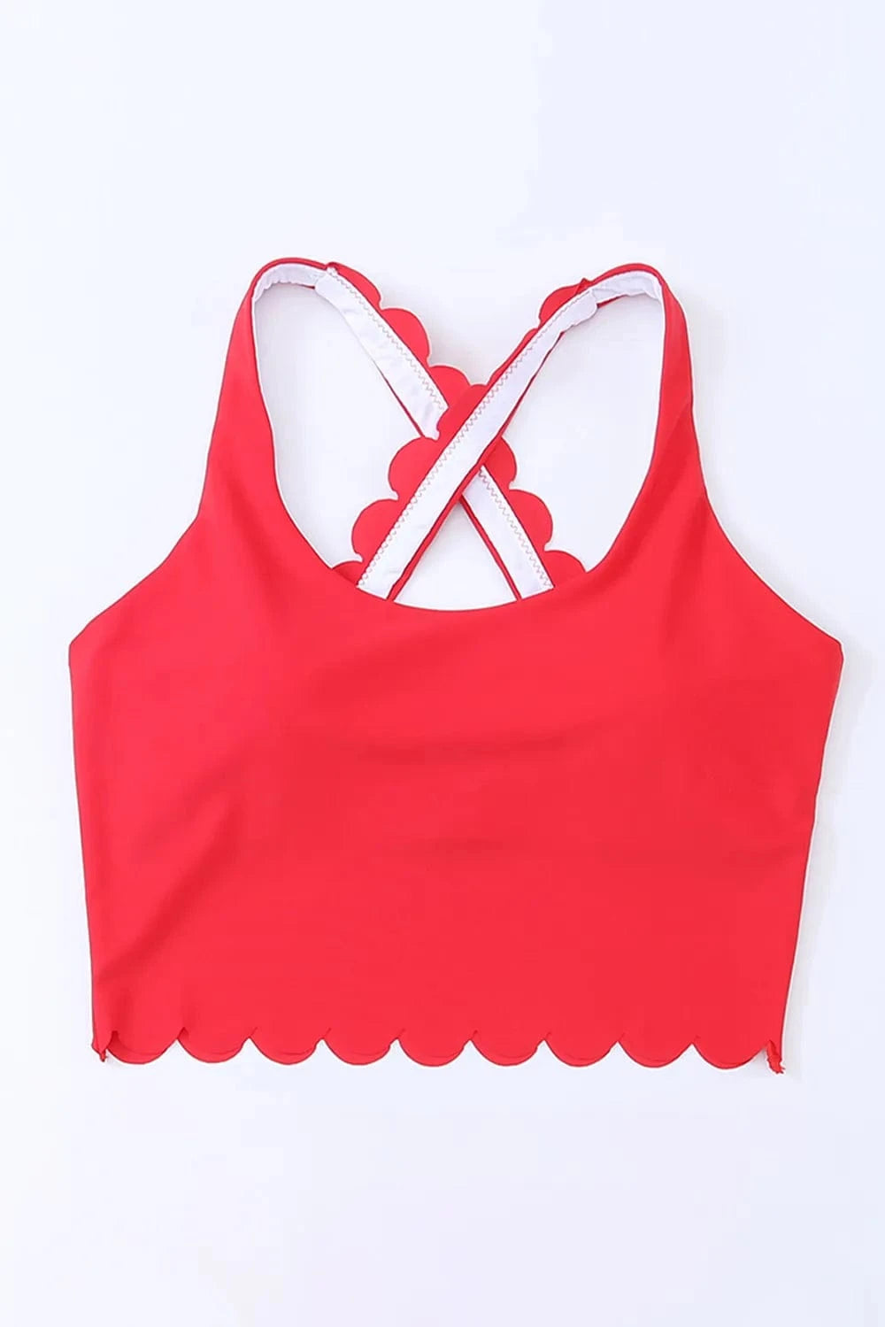 Crisscross Scoop Neck Swim Top - ShalayeFashion