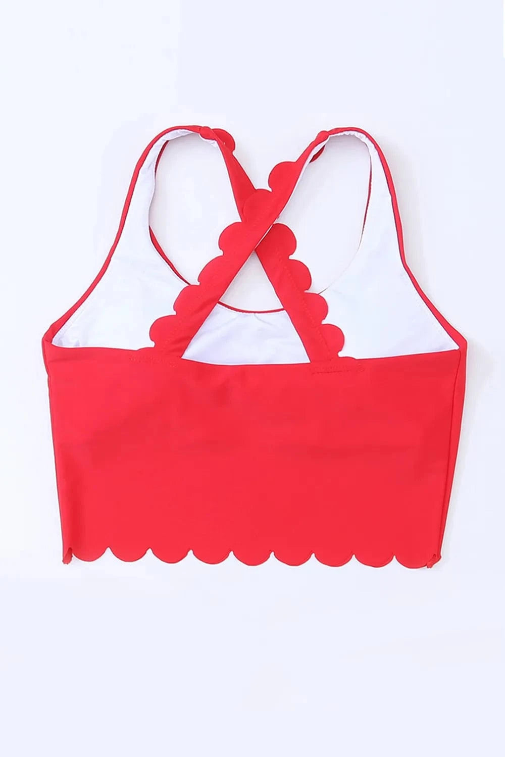 Crisscross Scoop Neck Swim Top - ShalayeFashion