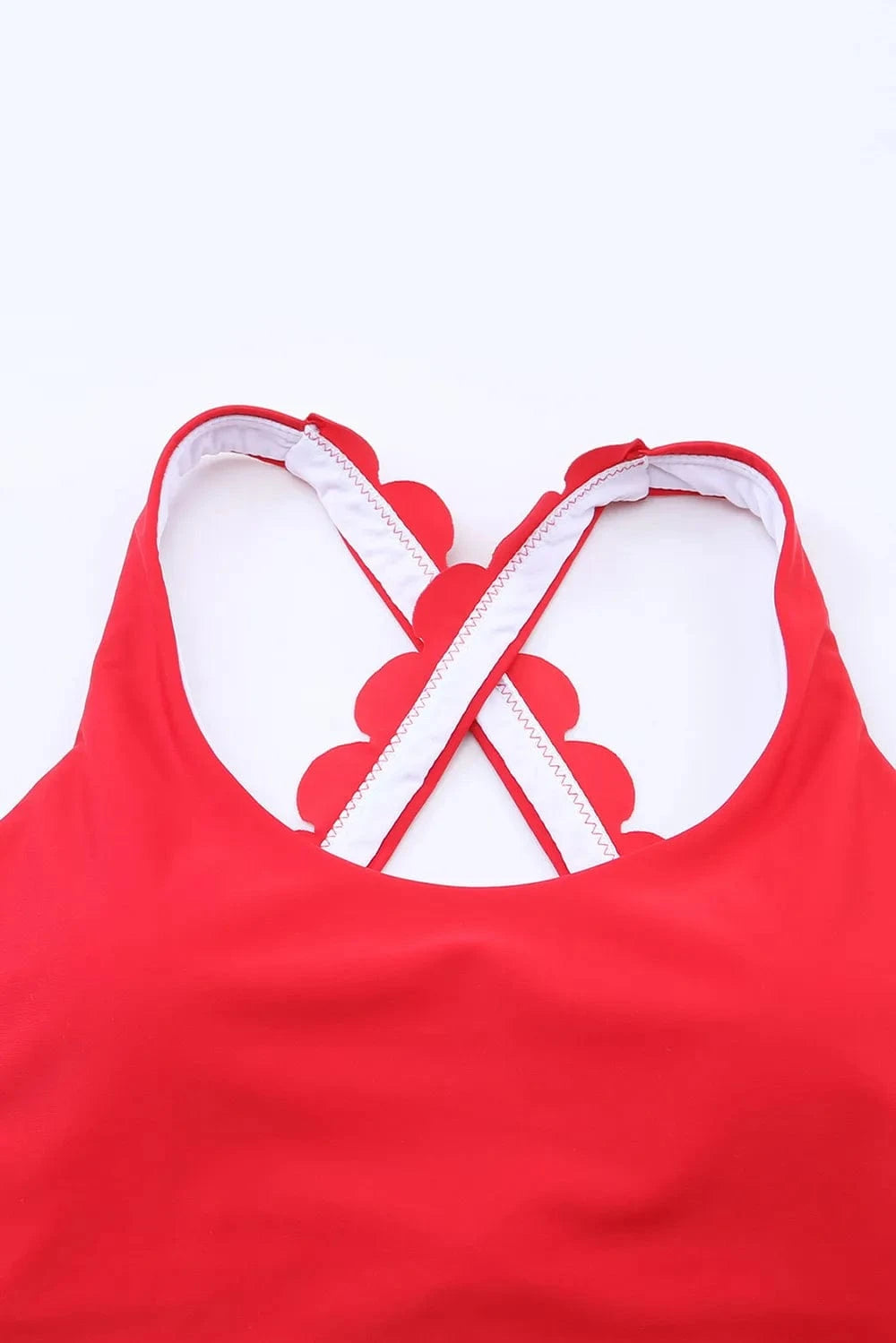 Crisscross Scoop Neck Swim Top - ShalayeFashion
