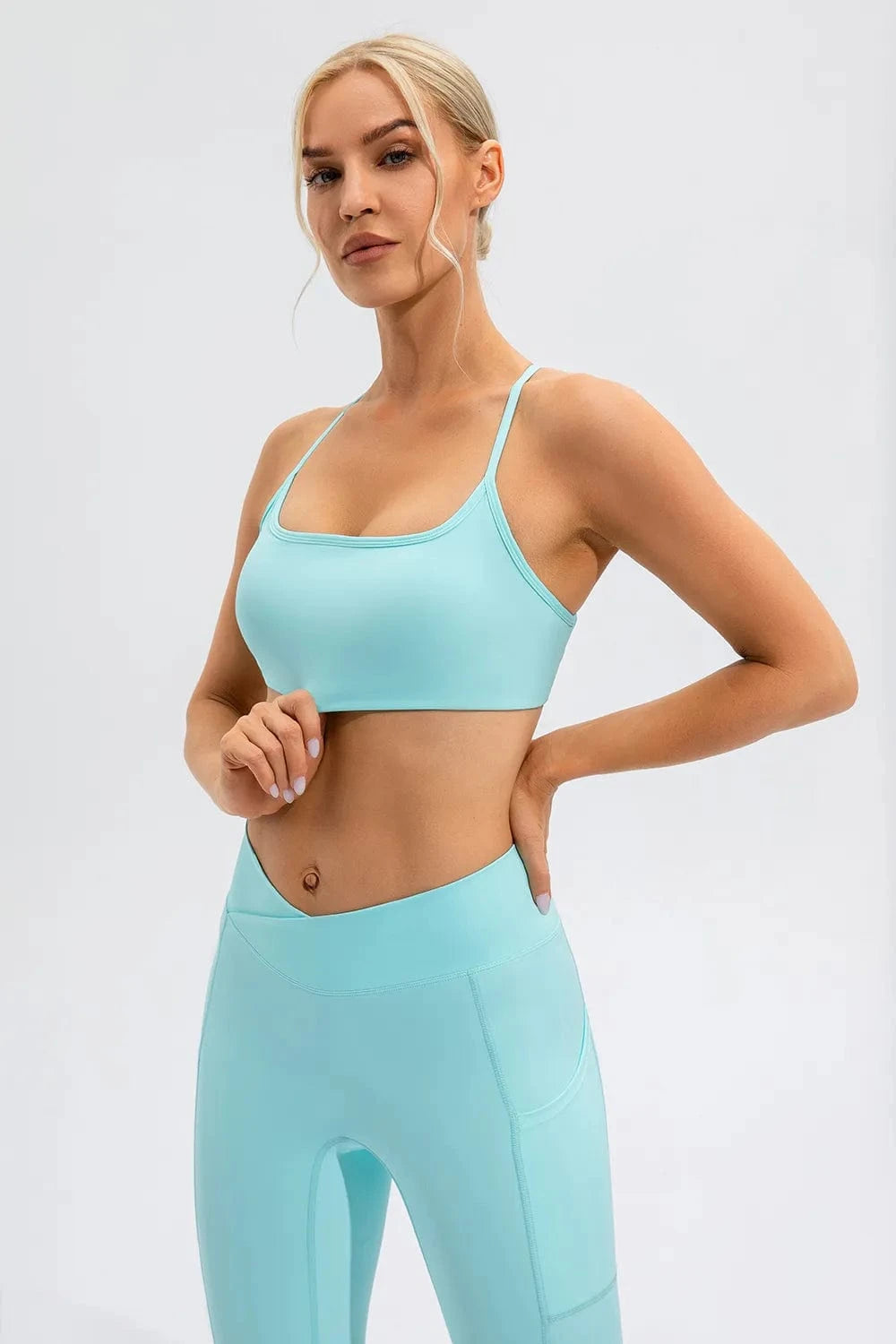 Crisscross Spaghetti Strap Active Cami - ShalayeFashion