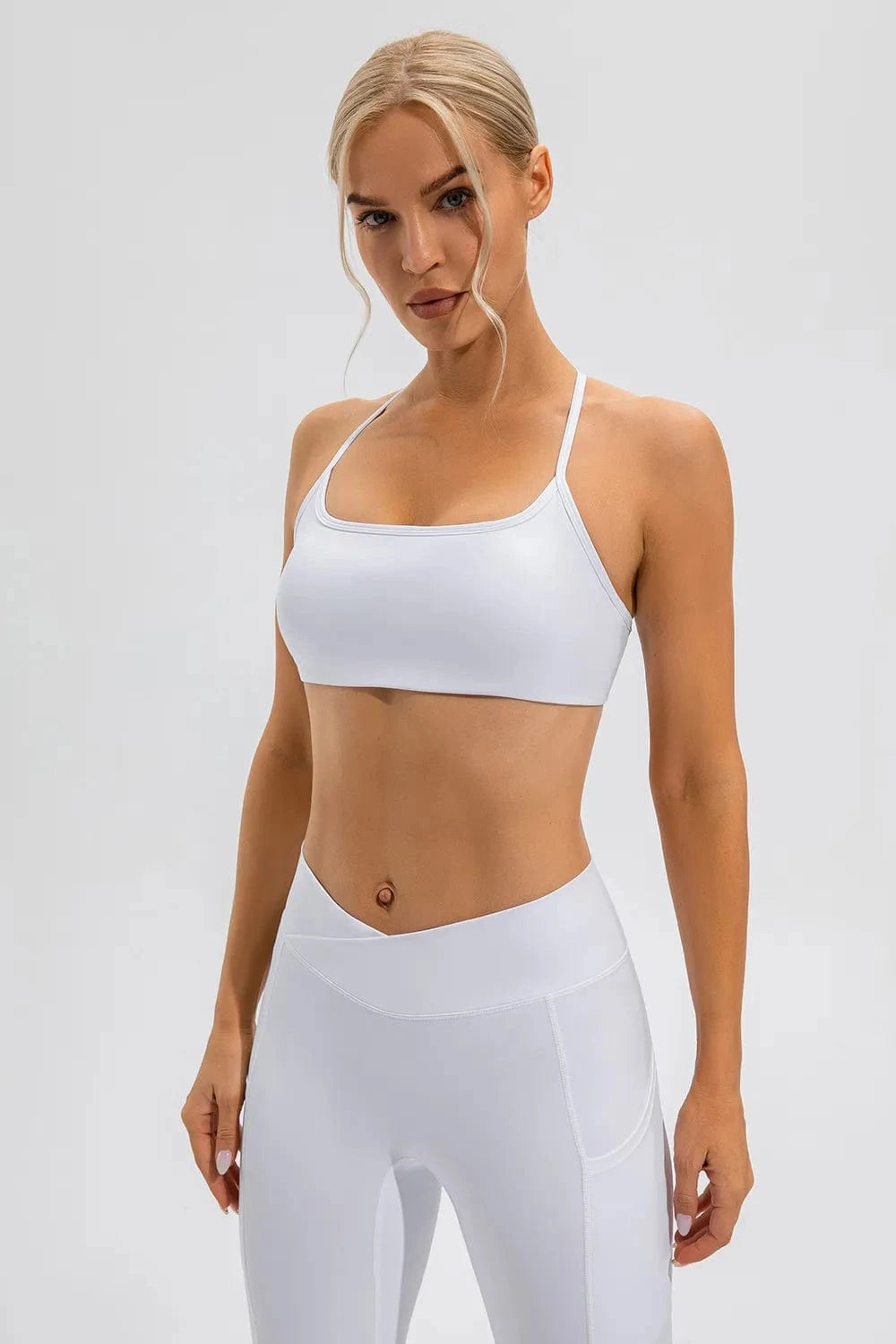 Crisscross Spaghetti Strap Active Cami - ShalayeFashion