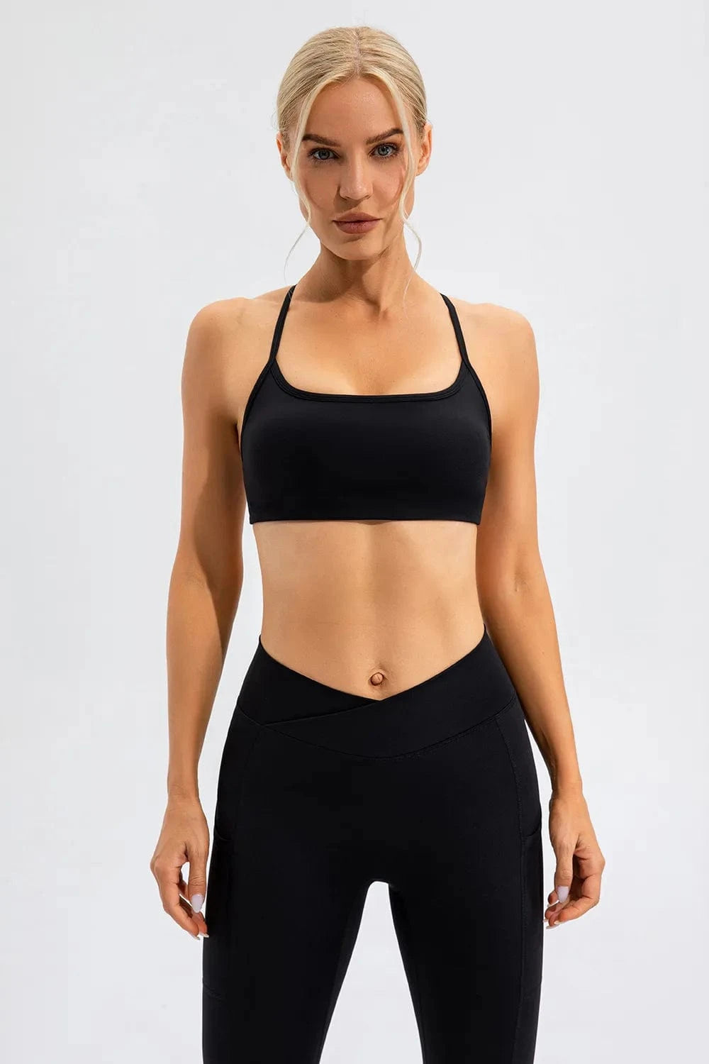 Crisscross Spaghetti Strap Active Cami - ShalayeFashion