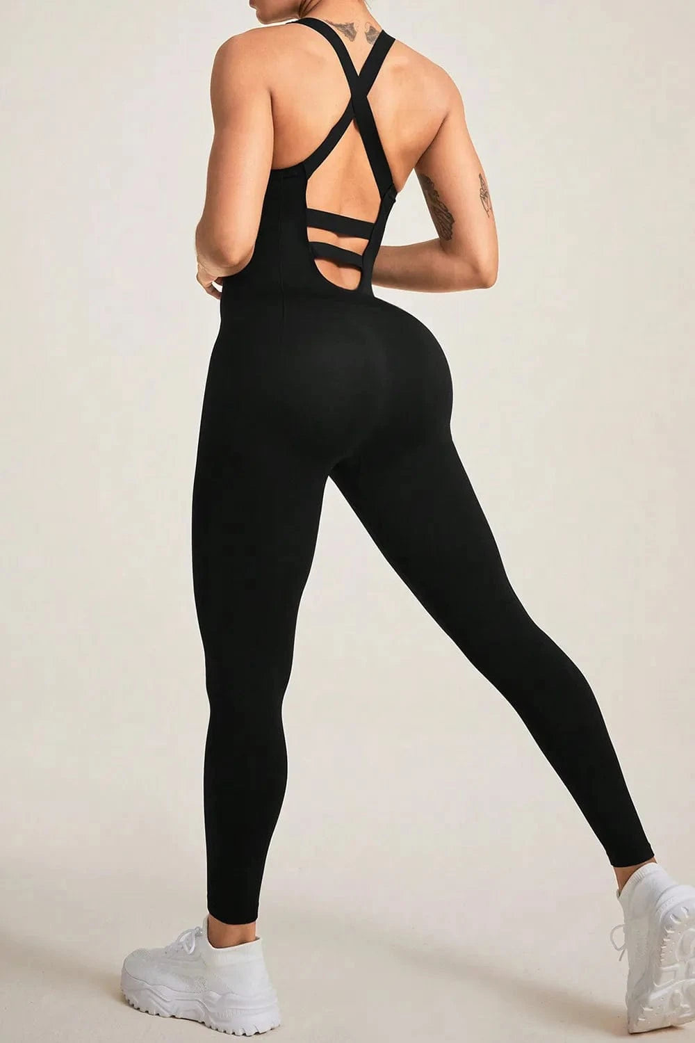 Crisscross Wide Strap Jumpsuit - ShalayeFashion