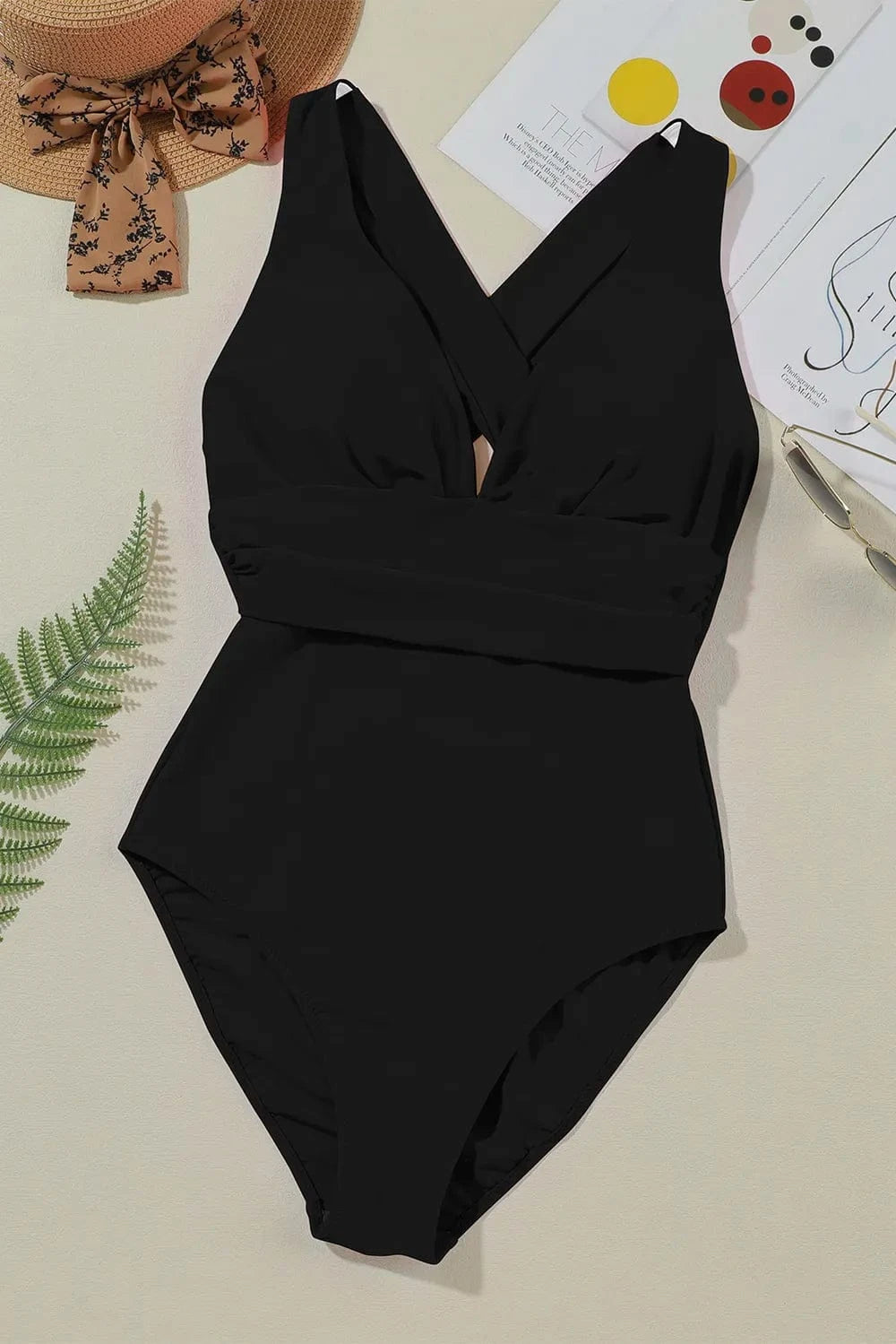Crisscross Wide Strap One - Piece Swimwear - ShalayeFashion