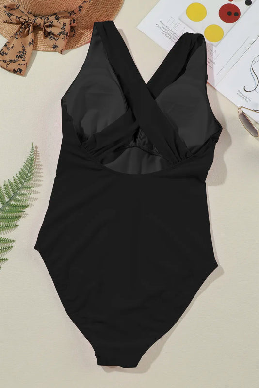 Crisscross Wide Strap One - Piece Swimwear - ShalayeFashion