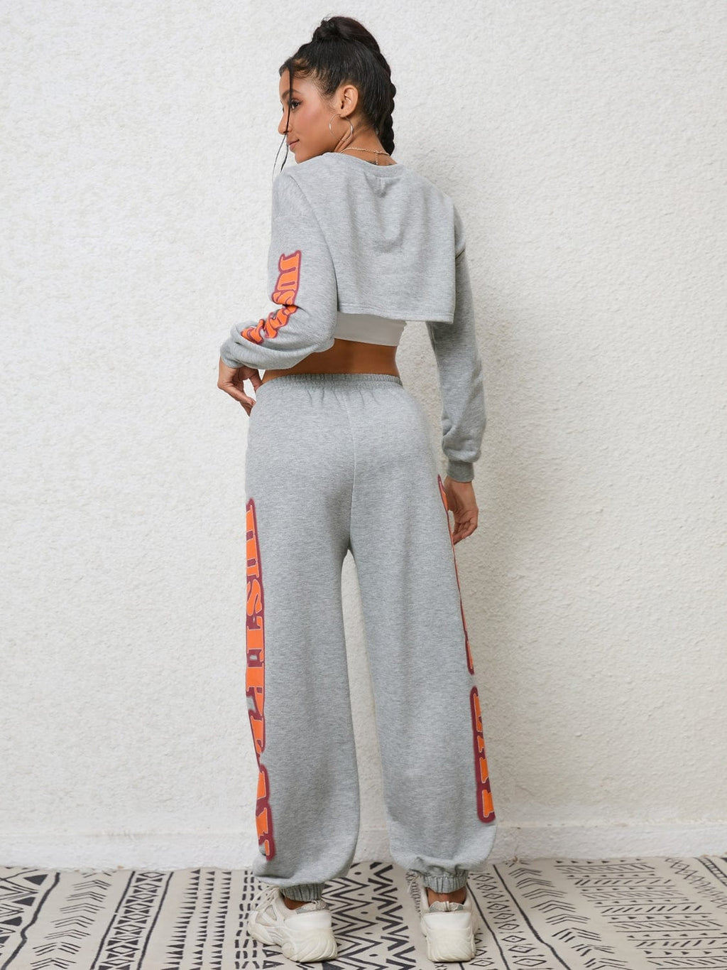 Cropped Sweatshirt and Sweatpants Set - ShalayeFashion