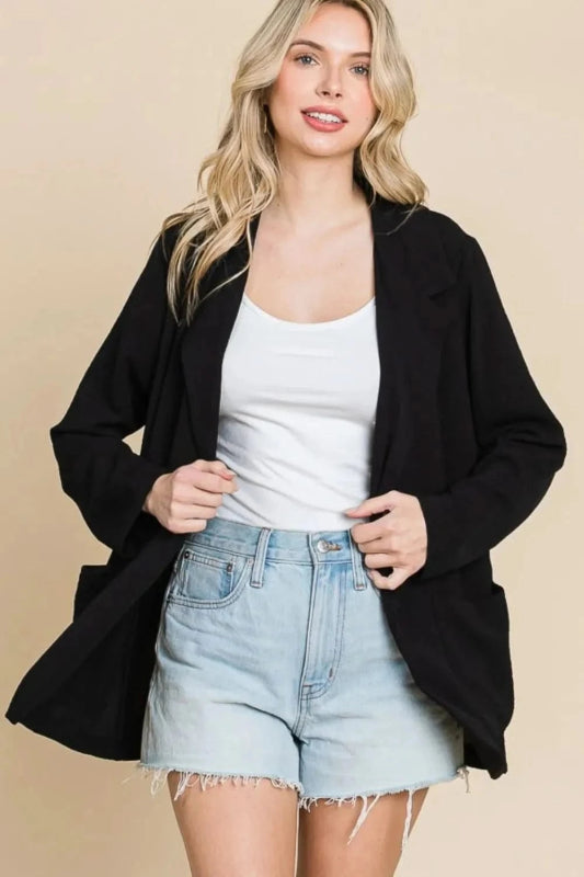 Culture Code One Button Long Sleeve Blazer with Pockets - ShalayeFashion