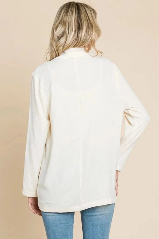 Culture Code One Button Long Sleeve Blazer with Pockets - ShalayeFashion