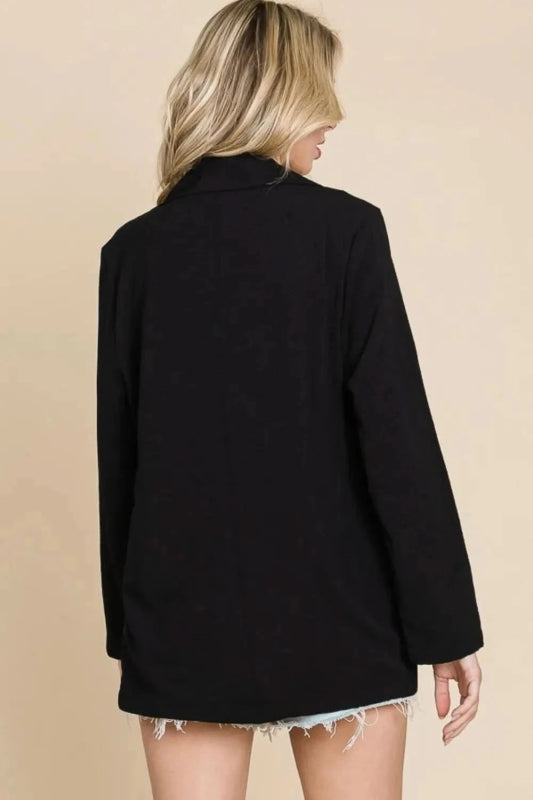 Culture Code One Button Long Sleeve Blazer with Pockets - ShalayeFashion