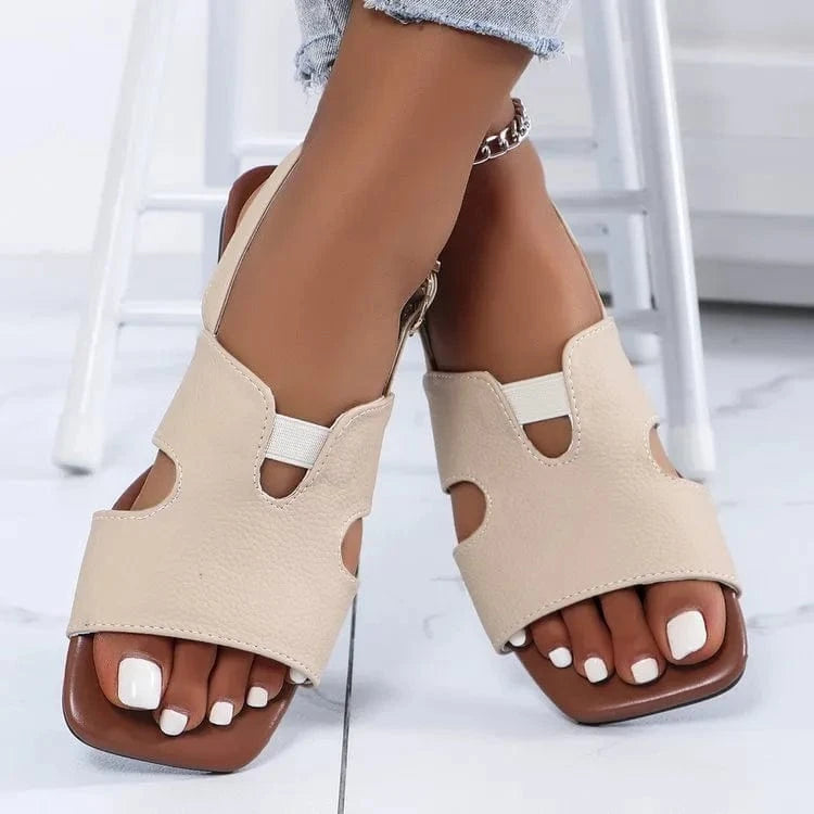 Cut - Out Open Toe Flats Sandals - ShalayeFashion