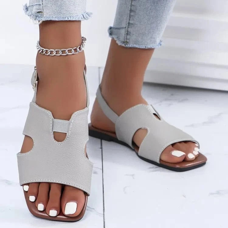 Cut - Out Open Toe Flats Sandals - ShalayeFashion