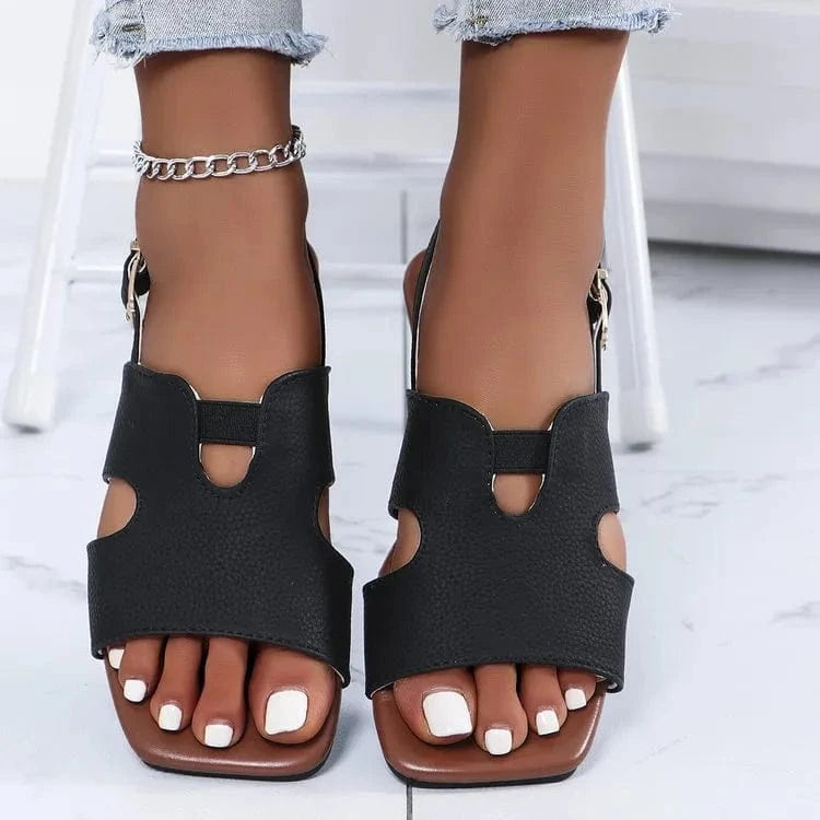 Cut - Out Open Toe Flats Sandals - ShalayeFashion