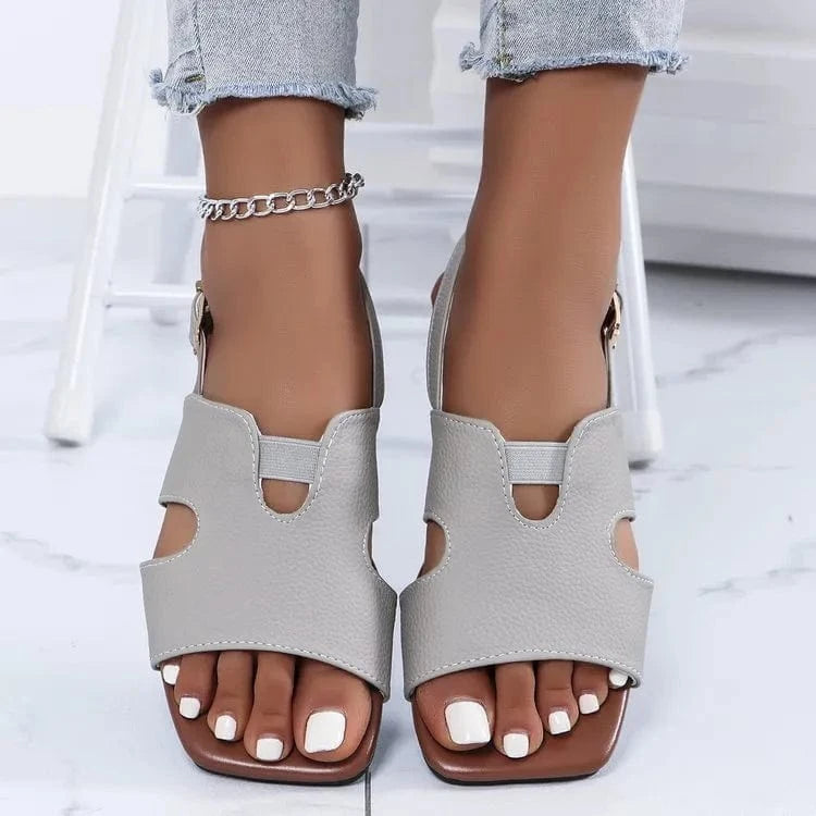 Cut - Out Open Toe Flats Sandals - ShalayeFashion