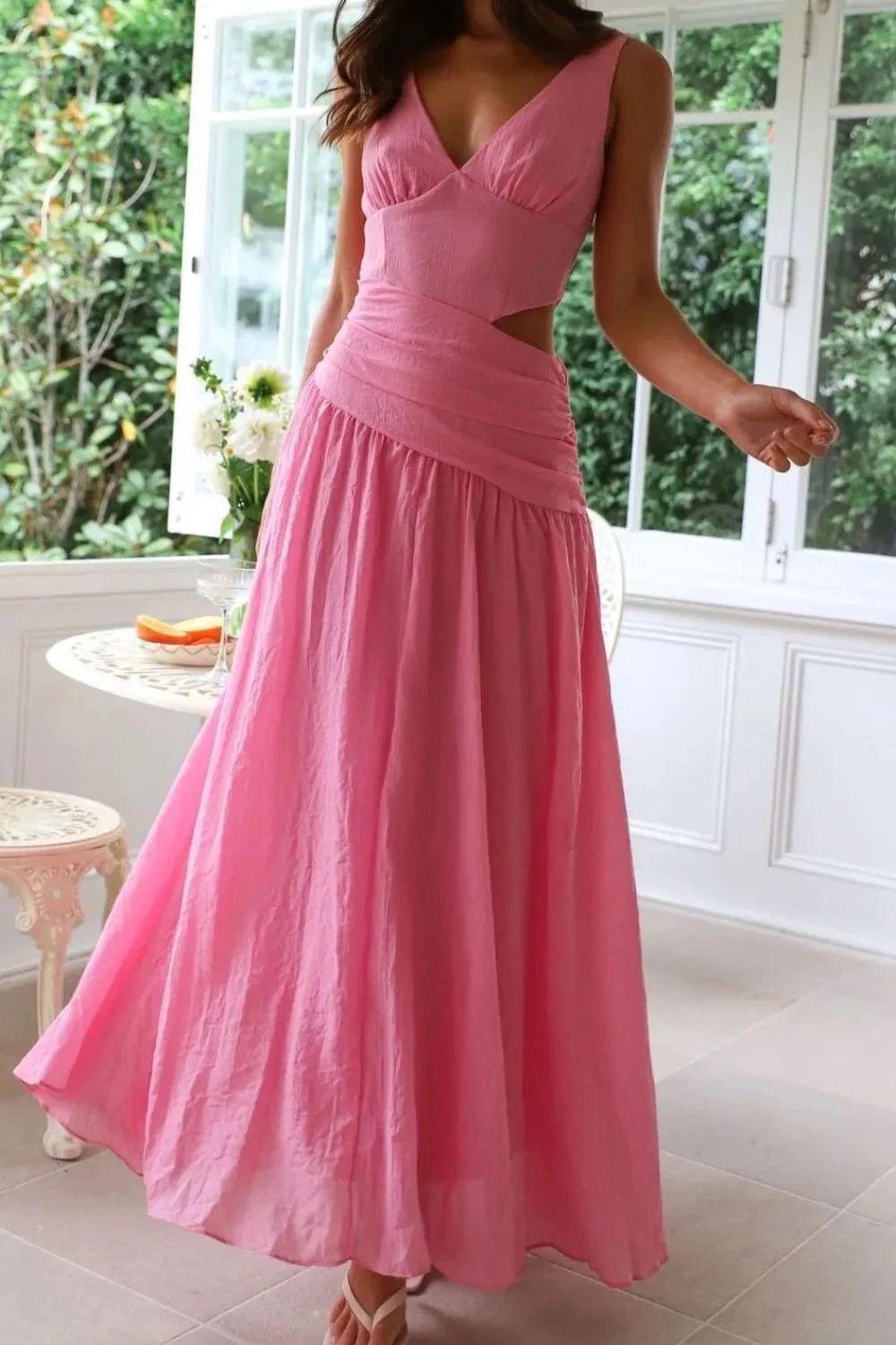 Cutout Back V - Neck Dress - ShalayeFashion