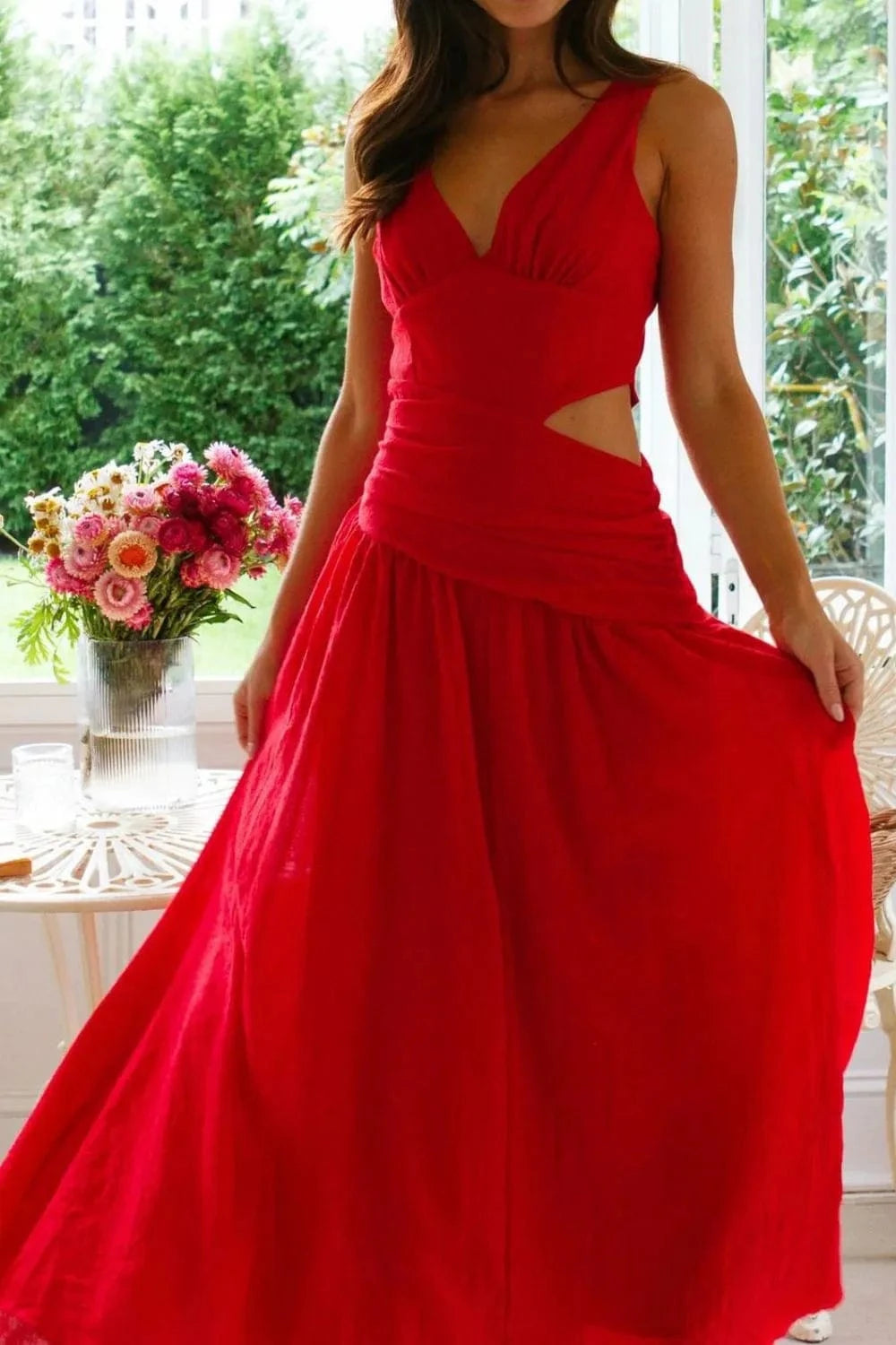 Cutout Back V - Neck Dress - ShalayeFashion