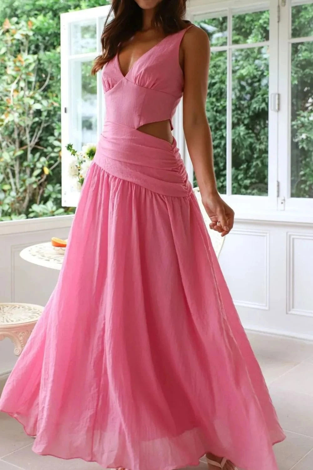 Cutout Back V - Neck Dress - ShalayeFashion