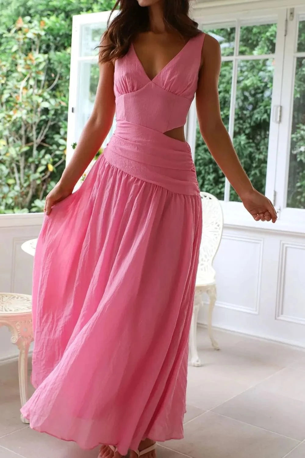 Cutout Back V - Neck Dress - ShalayeFashion