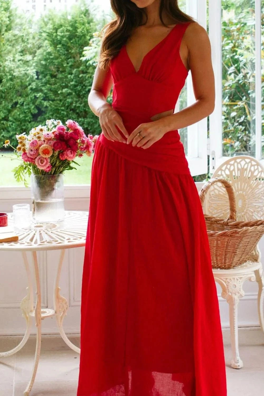 Cutout Back V - Neck Dress - ShalayeFashion