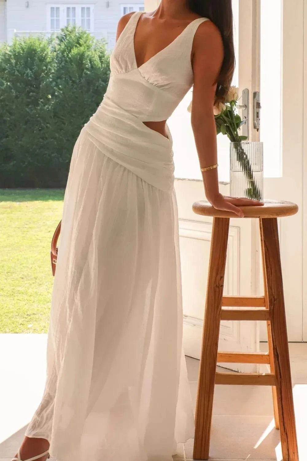 Cutout Back V - Neck Dress - ShalayeFashion