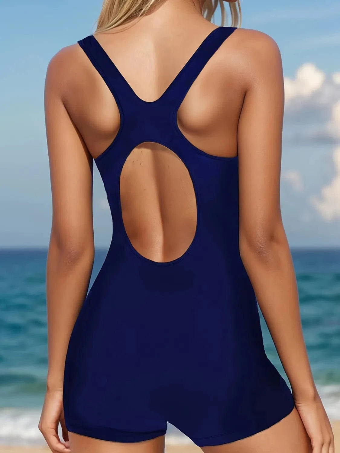 Cutout Back Wide Strap One - Piece Swimwear - ShalayeFashion