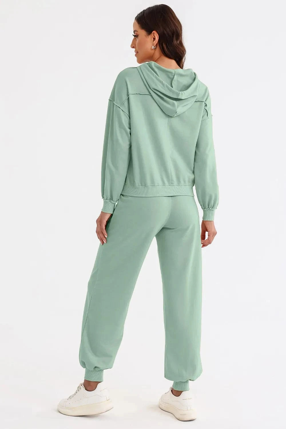 Cutout Drawstring Hoodie and Joggers Active Set - ShalayeFashion