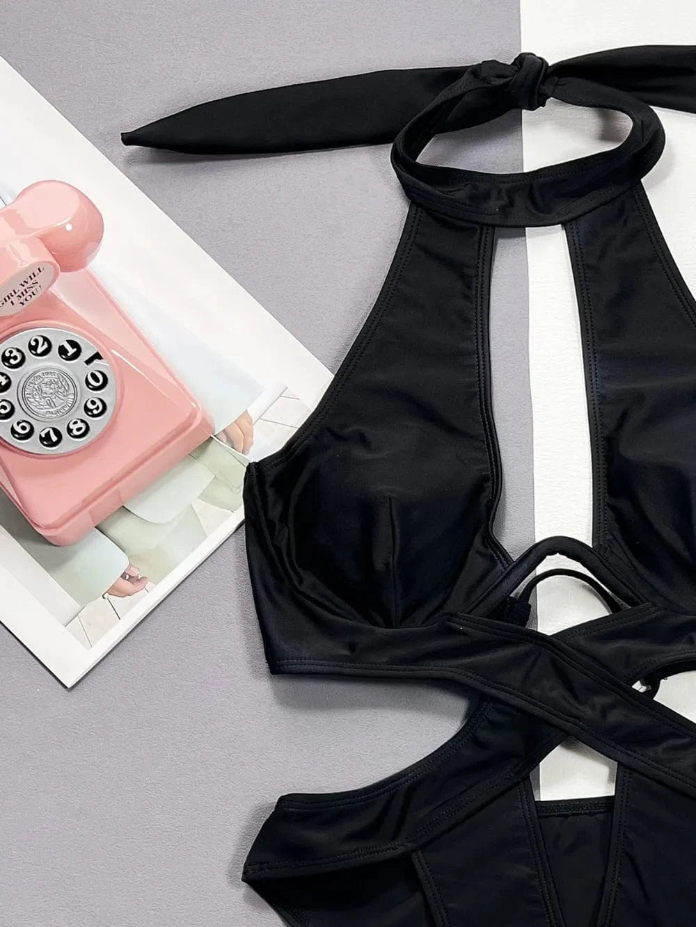Cutout Halter Neck One - Piece Swimwear - ShalayeFashion