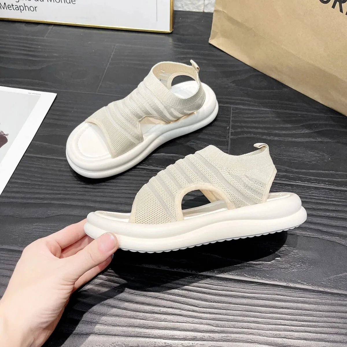 Cutout Mesh Sandals - ShalayeFashion