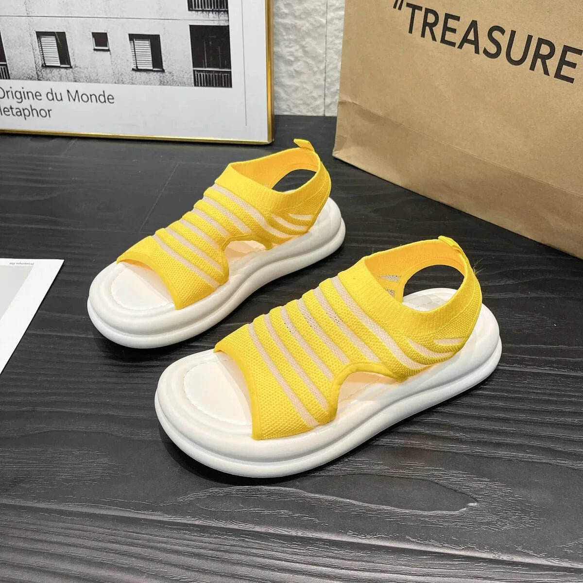 Cutout Mesh Sandals - ShalayeFashion
