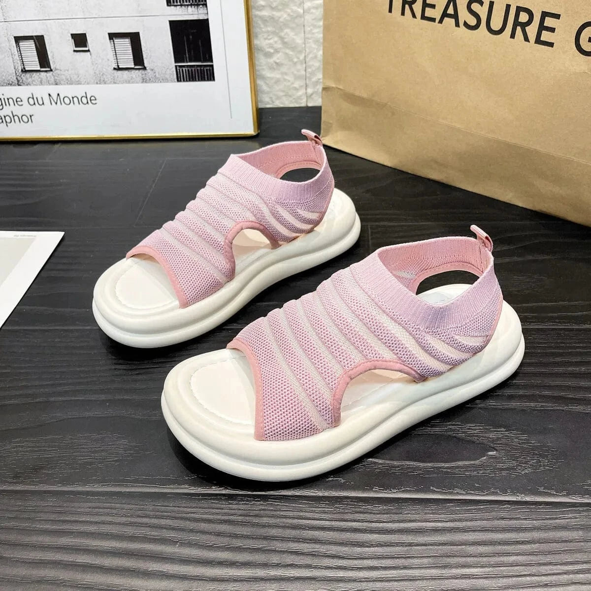 Cutout Mesh Sandals - ShalayeFashion