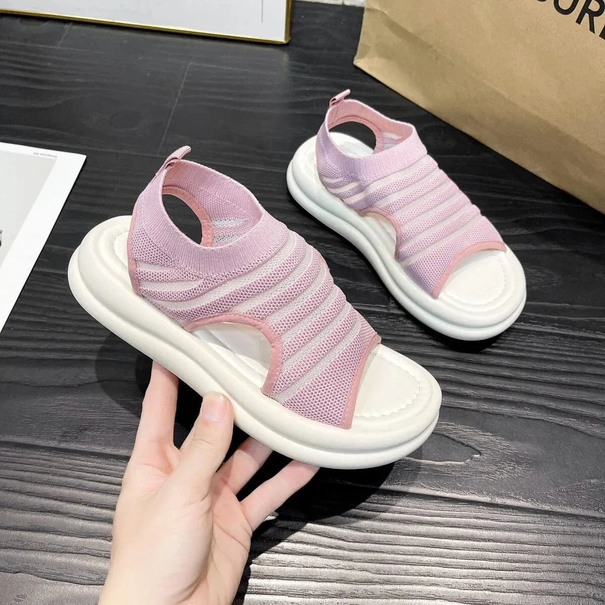 Cutout Mesh Sandals - ShalayeFashion