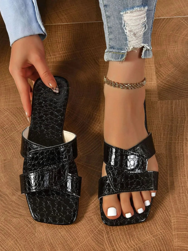 Cutout Open Toe Flats Slippers - ShalayeFashion