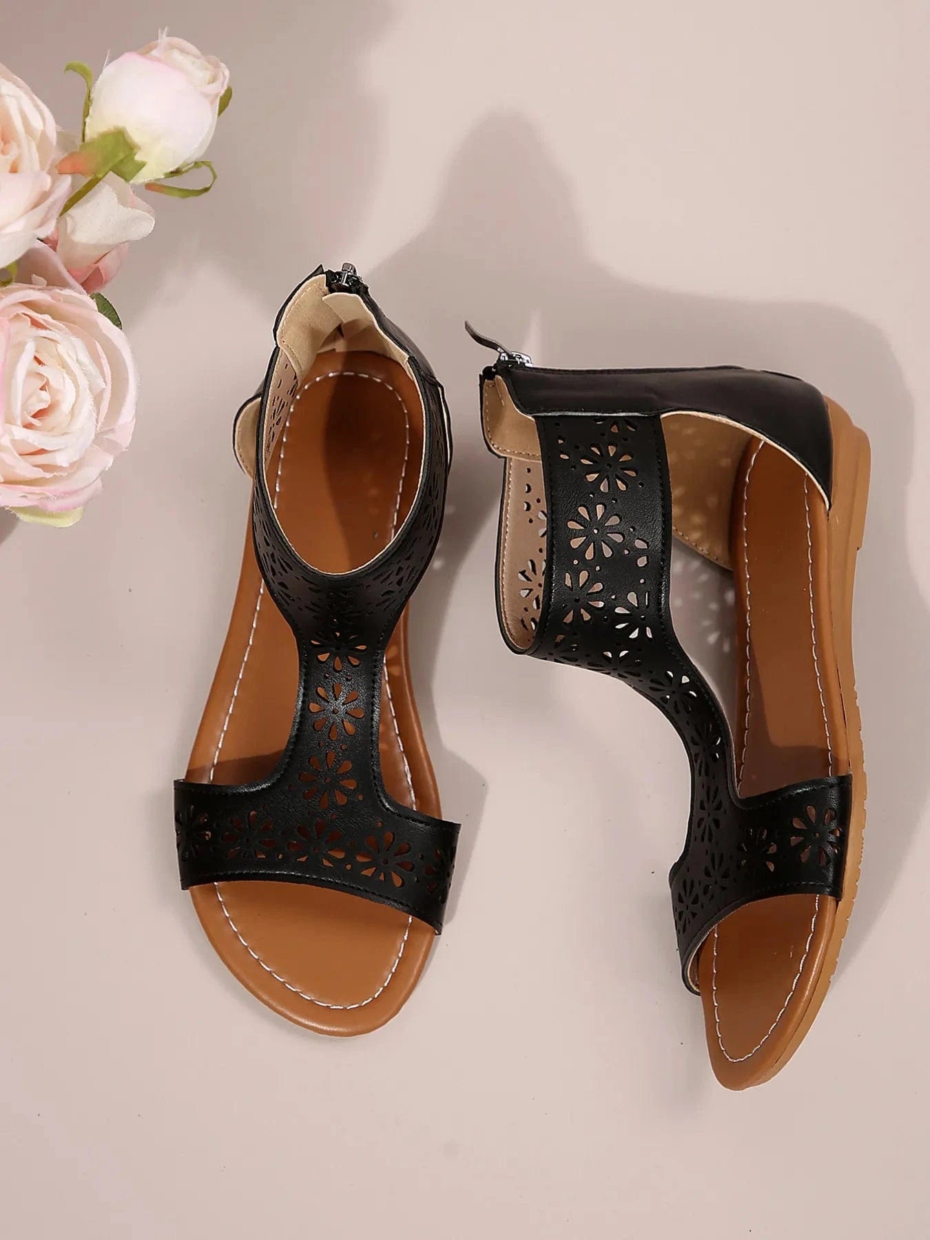 Cutout Open Toe Sandals - ShalayeFashion