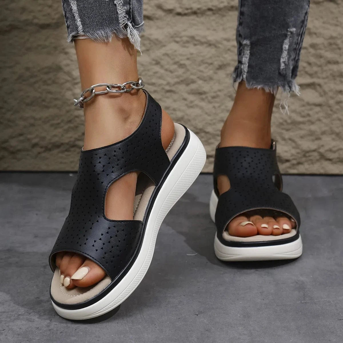 Cutout Platform Sandals - ShalayeFashion