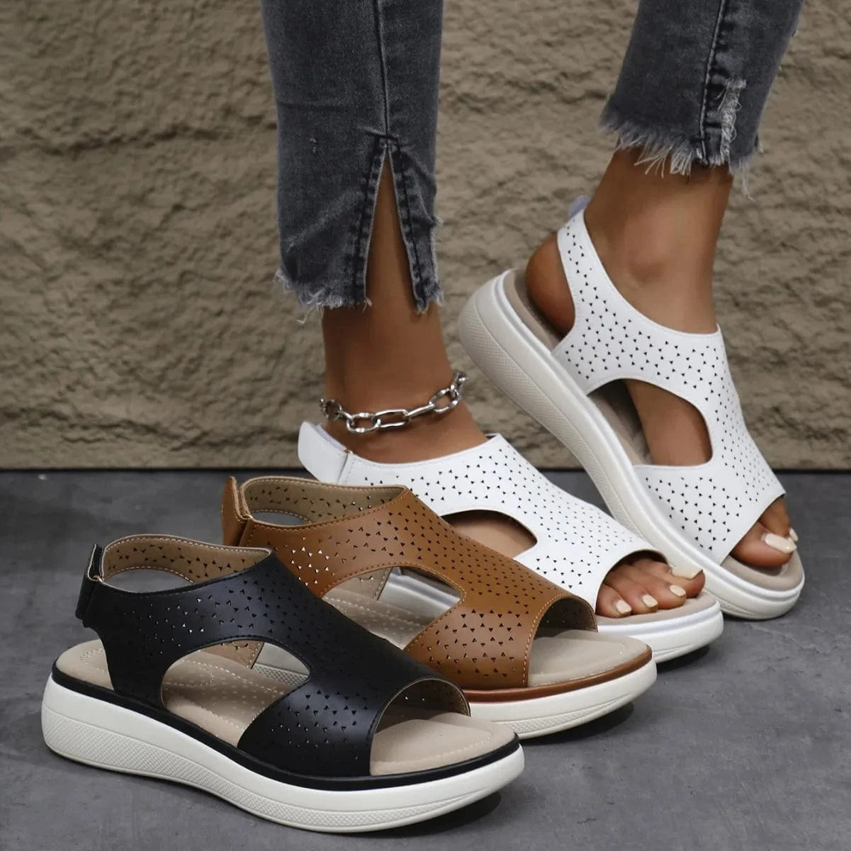 Cutout Platform Sandals - ShalayeFashion