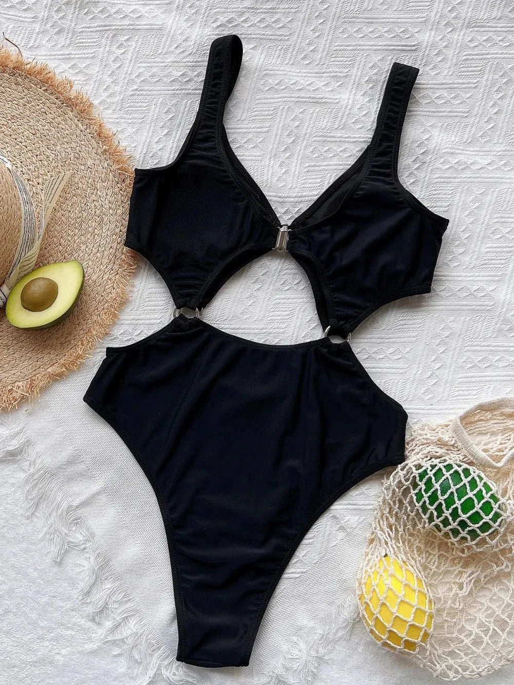 Cutout Plunge One - Piece Swimwear - ShalayeFashion