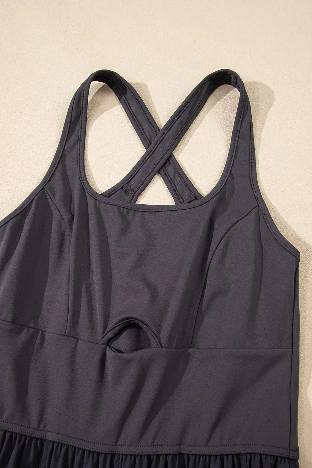 Cutout Square Neck Wide Strap Active Jumpsuit - ShalayeFashion