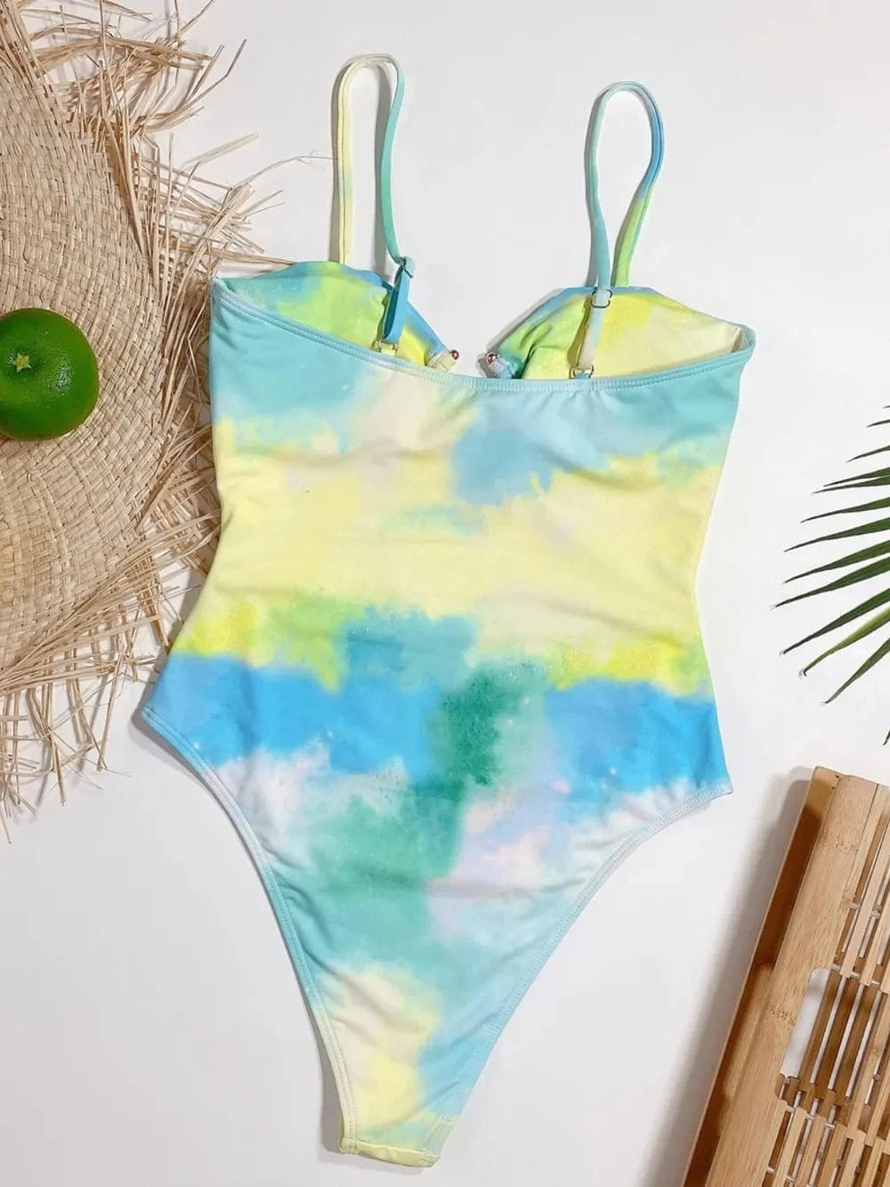 Cutout Tie - Dye Spaghetti Strap One - Piece Swimwear - ShalayeFashion
