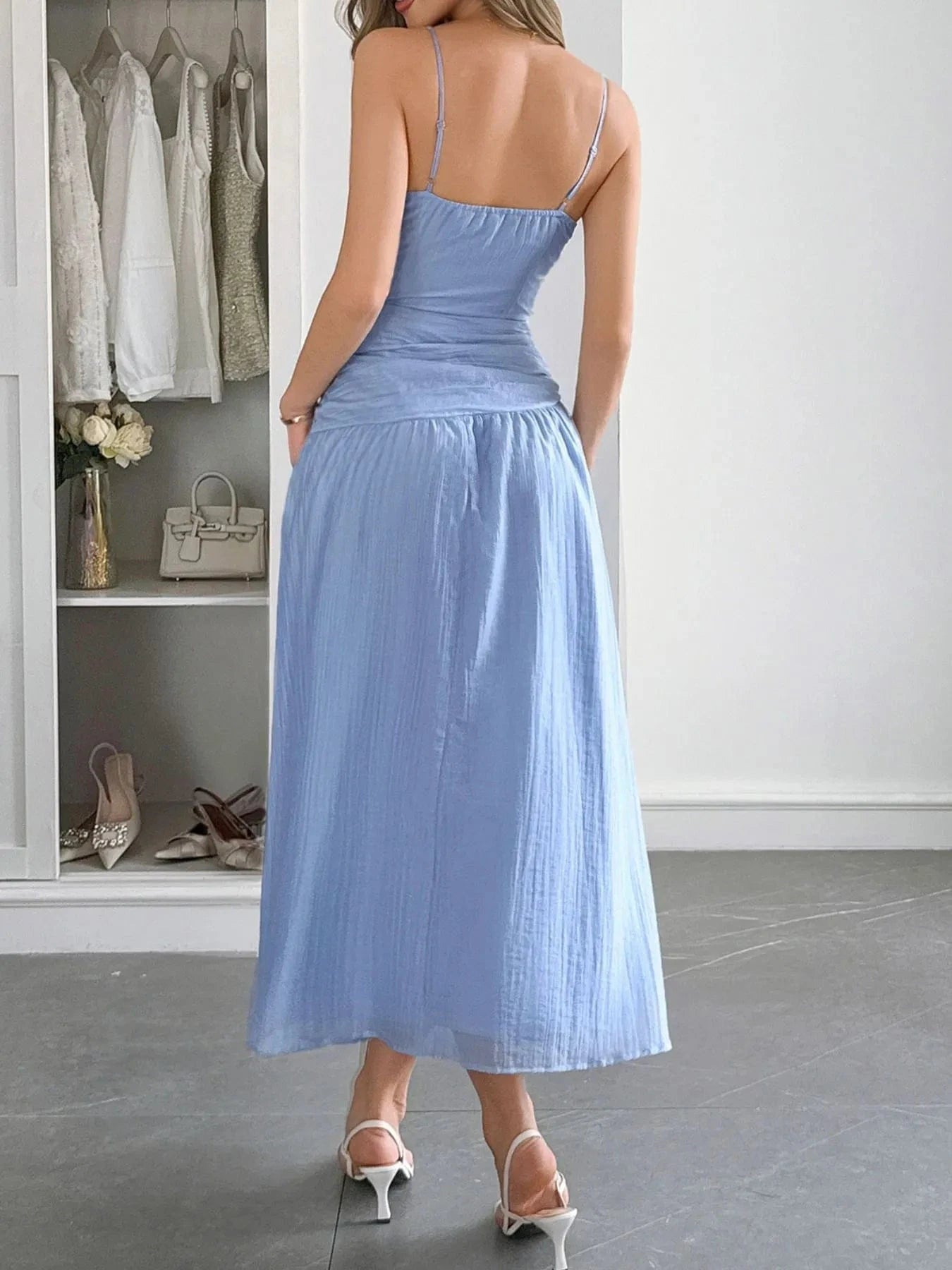 Cutout V - Neck Sleeveless Midi Dress - ShalayeFashion