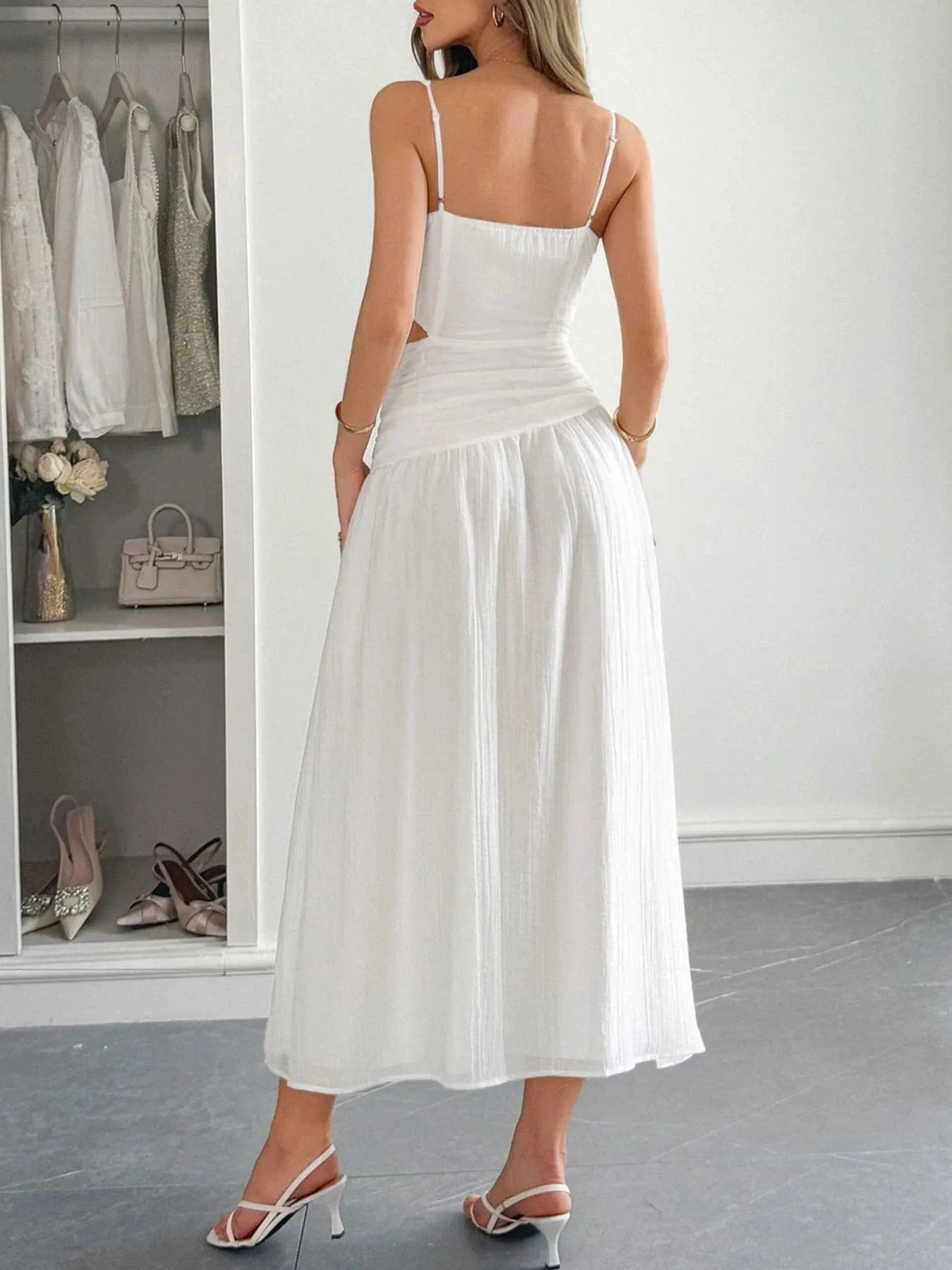 Cutout V - Neck Sleeveless Midi Dress - ShalayeFashion