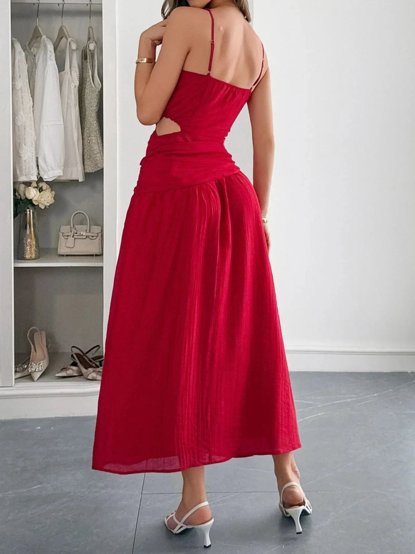 Cutout V - Neck Sleeveless Midi Dress - ShalayeFashion