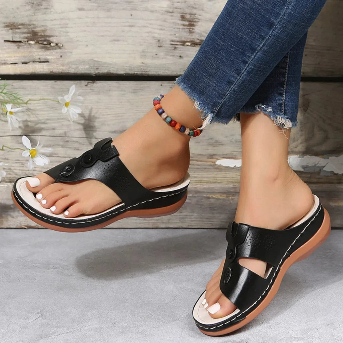 Cutout Wedge Sandals - ShalayeFashion