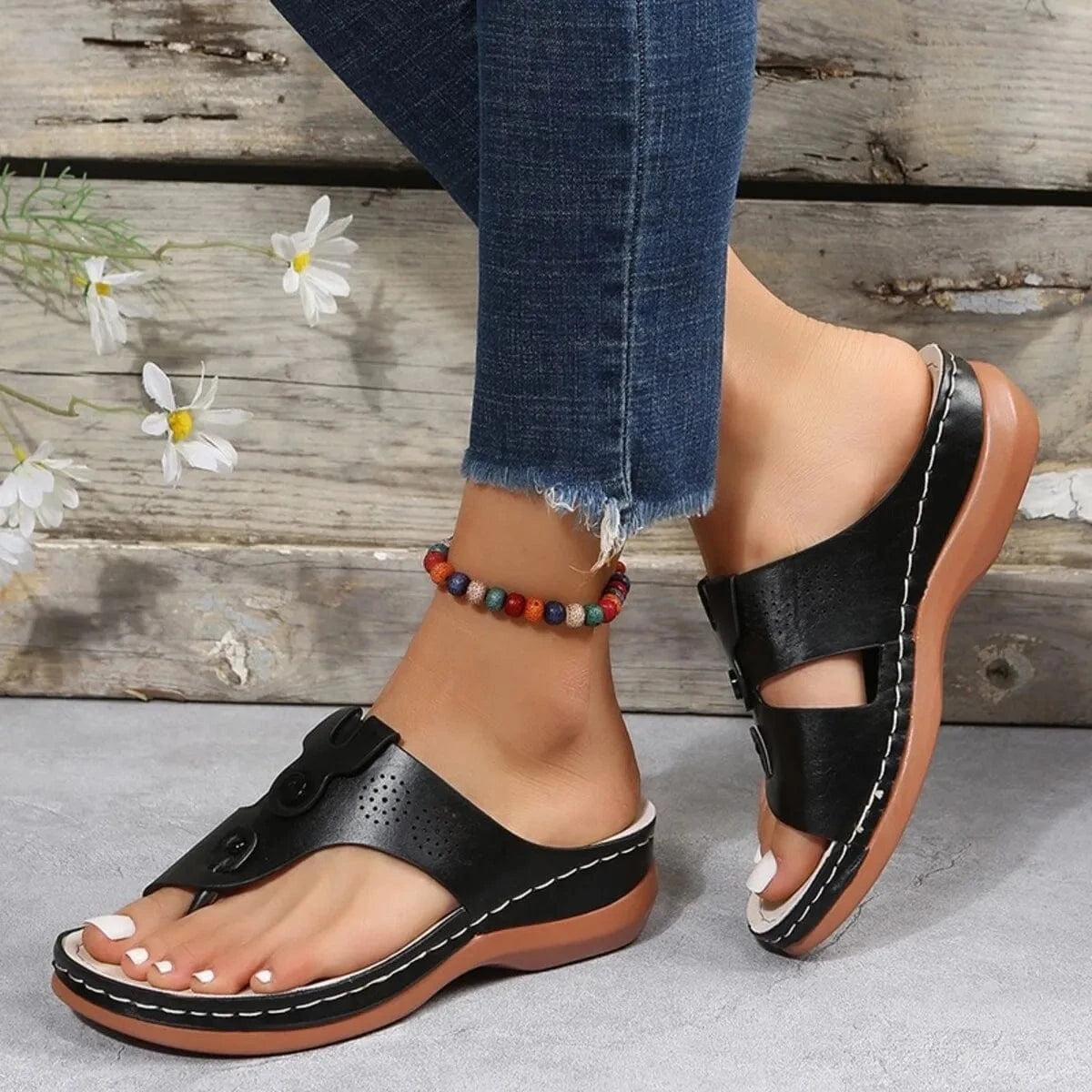 Cutout Wedge Sandals - ShalayeFashion
