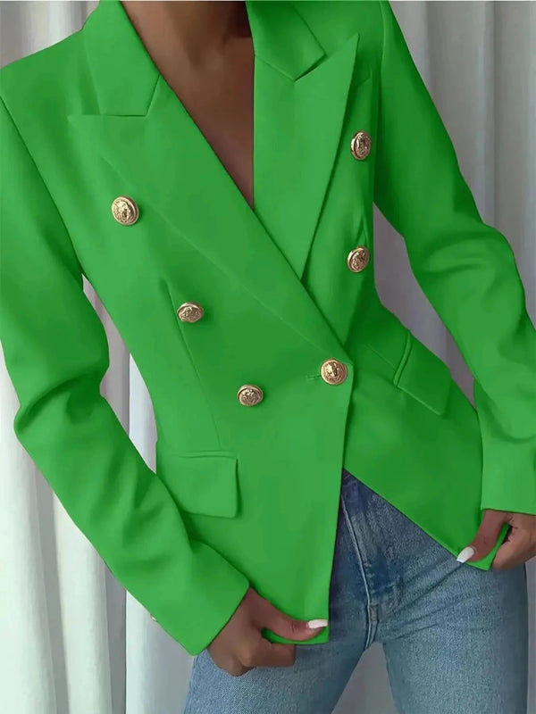 Decor Button Lapel Collar Blazer - ShalayeFashion