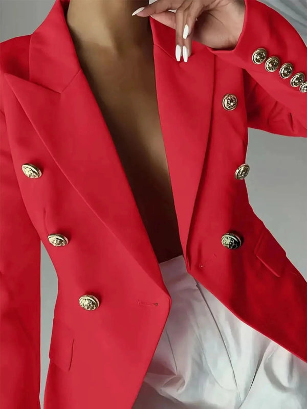 Decor Button Lapel Collar Blazer - ShalayeFashion