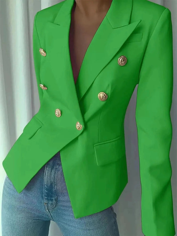 Decor Button Lapel Collar Blazer - ShalayeFashion